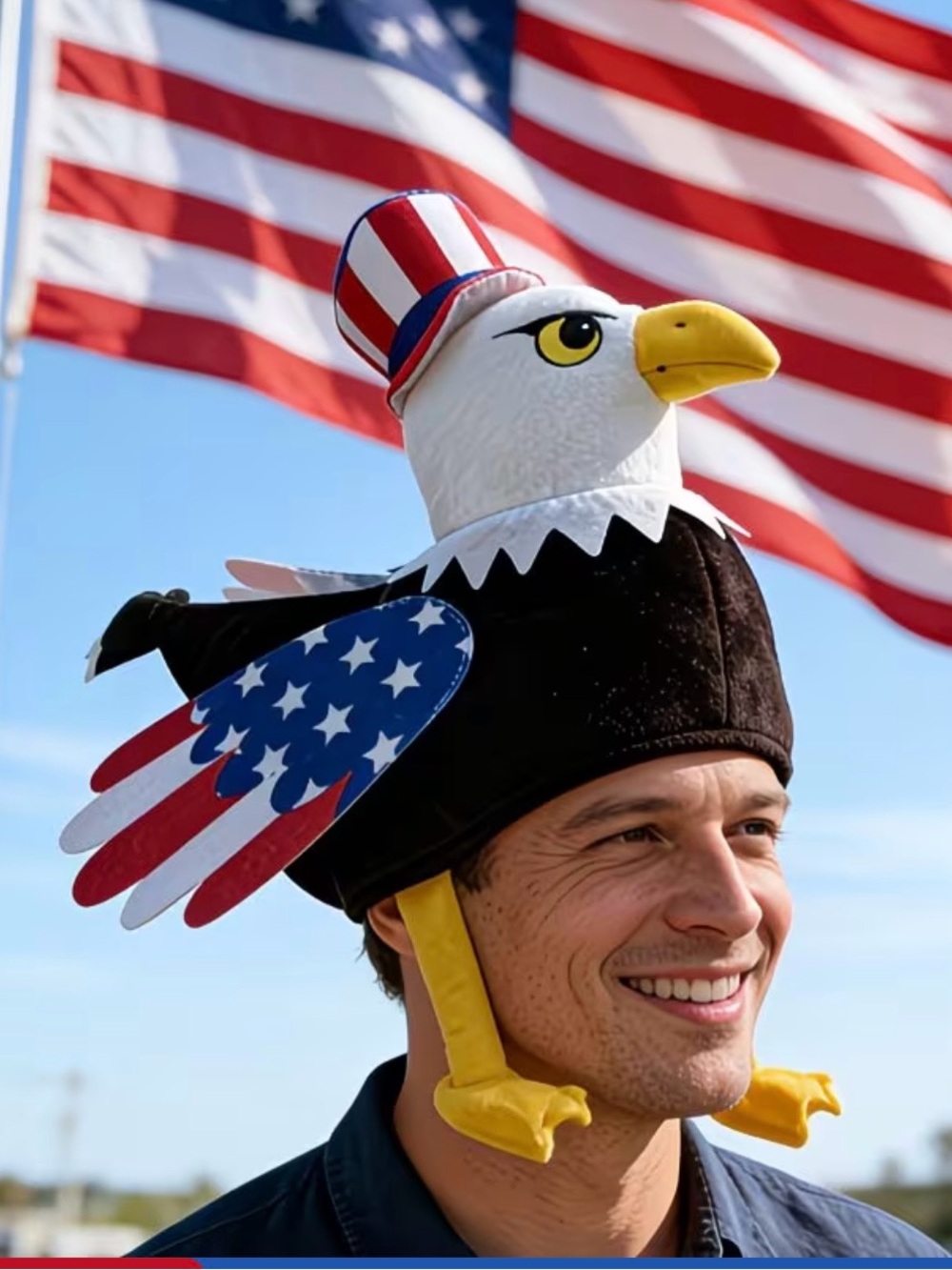 Patriotic Eagle Hat with USA Flag Wings